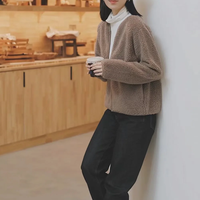 Wendy – Gemütliche Winter-Fleece-Hoodie mit Reißverschluss und Langarm für Damen
