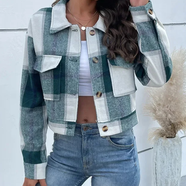 Darla - Karierte Herbst- und Winter-Bomberjacke für Damen
