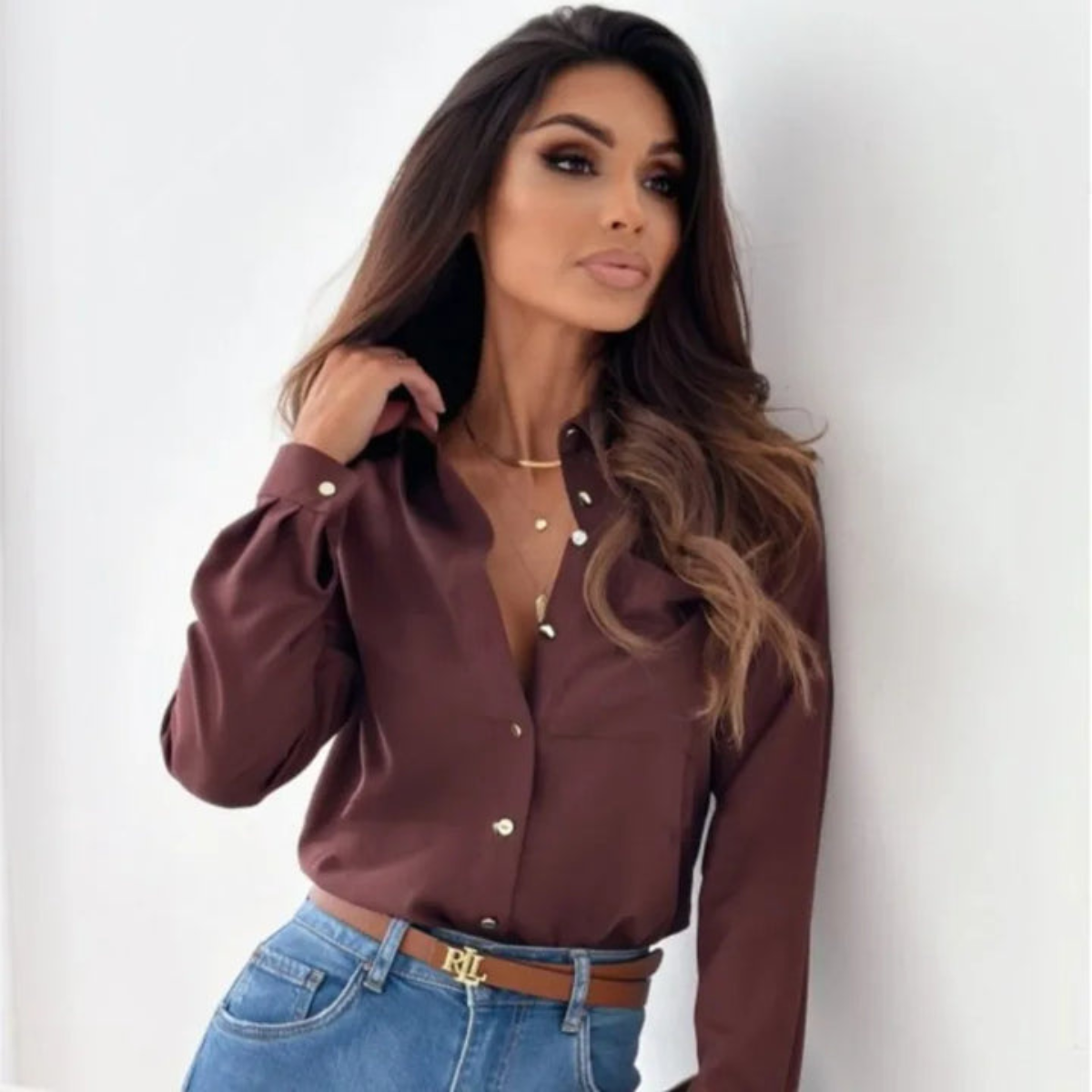 Elegante Klassische Bluse Für Damen