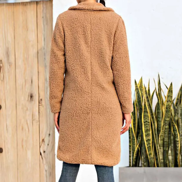 Cynthia - Stilvoller Langer Teddy-Fleece-Mantel für Kalte Wintertage für Damen