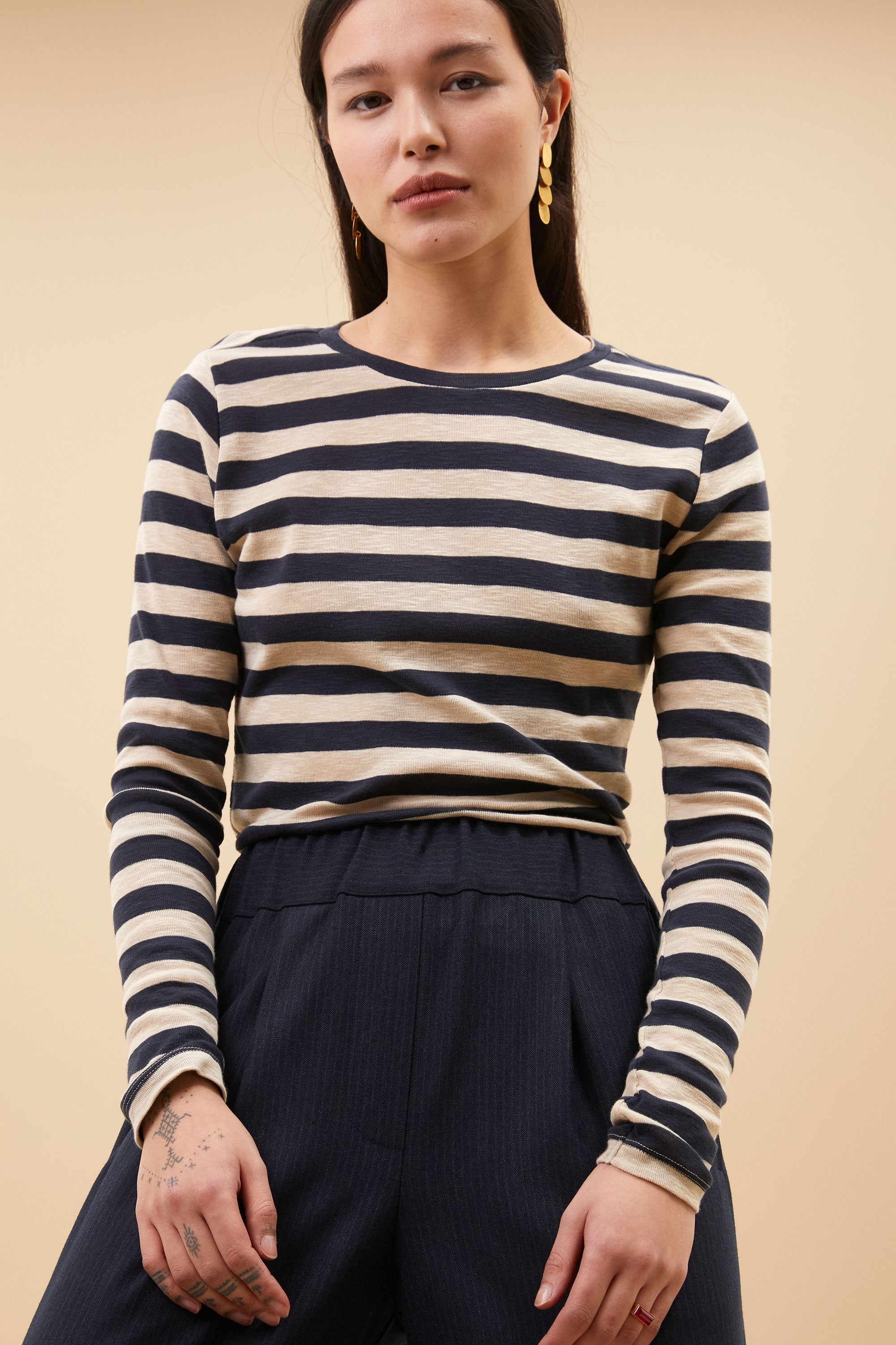 Odelith | Gestreiftes Damen Langarmshirt