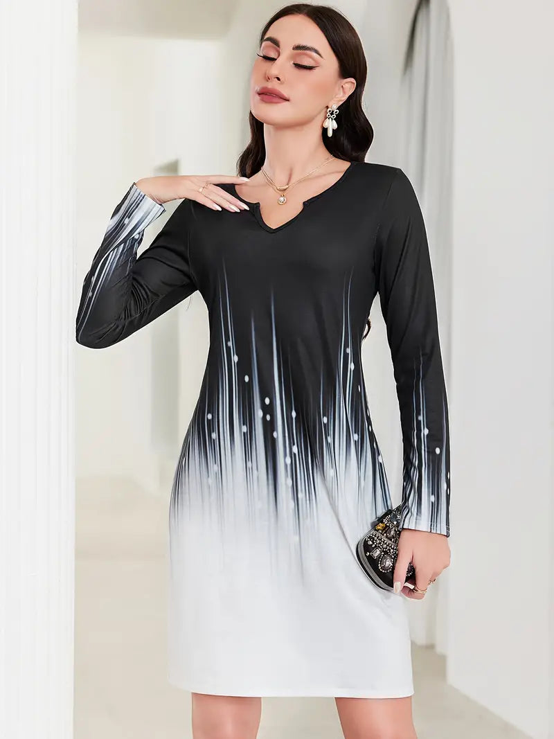 Nora – vintage-kleid mit gekerbtem ausschnitt in colour-block-optik