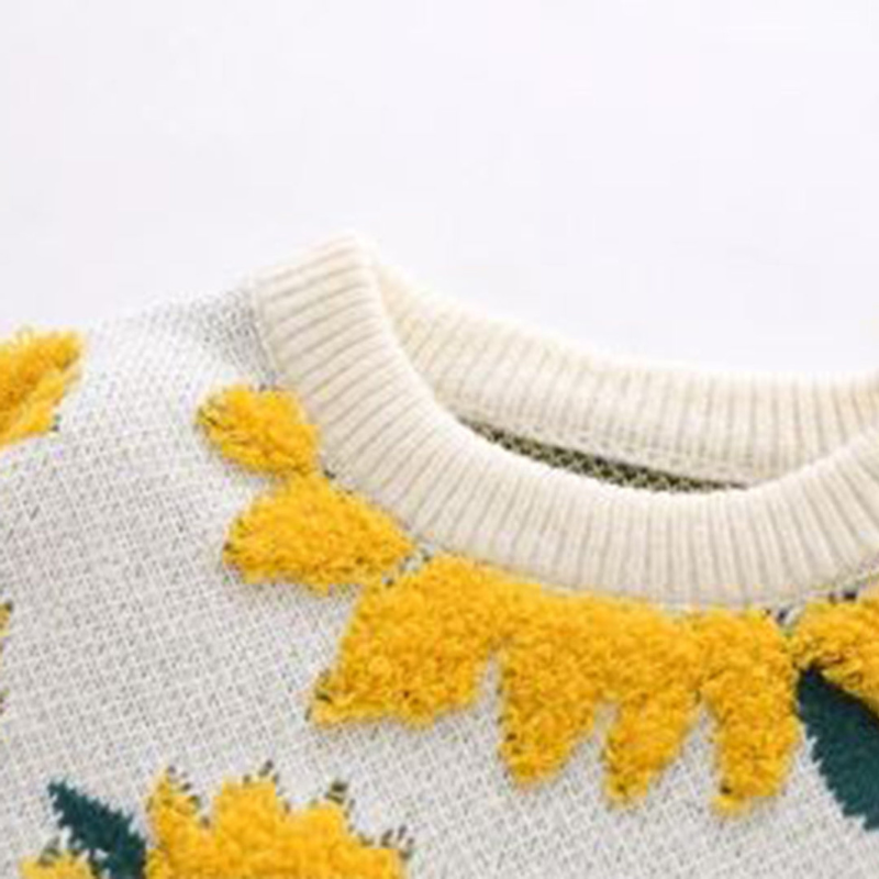 Pullover mit Sonnenblumenmuster für Damen