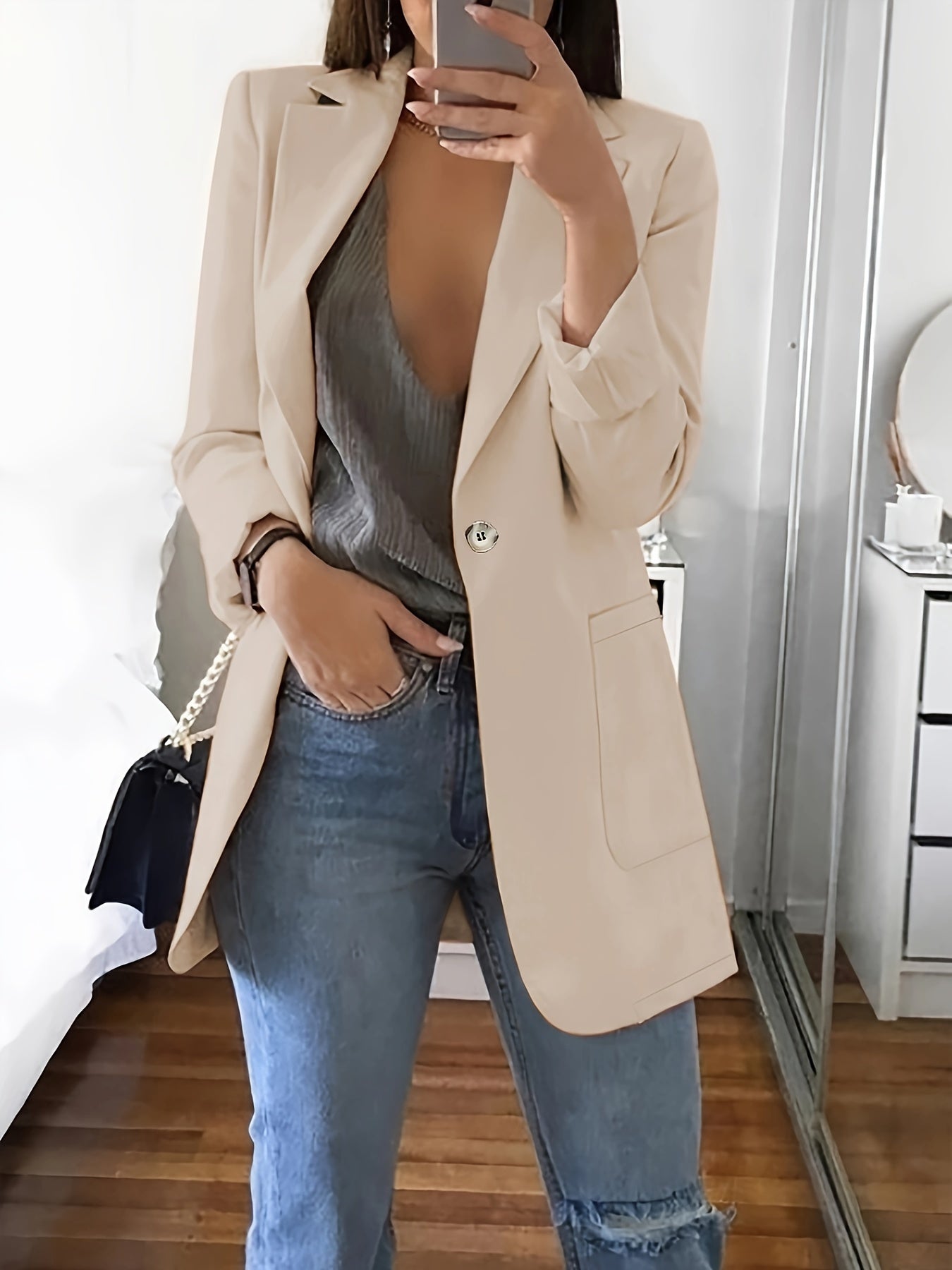 Eleganter Business Longblazer mit Knopfleiste für Damen | Chic & Ideal für alle Jahreszeiten