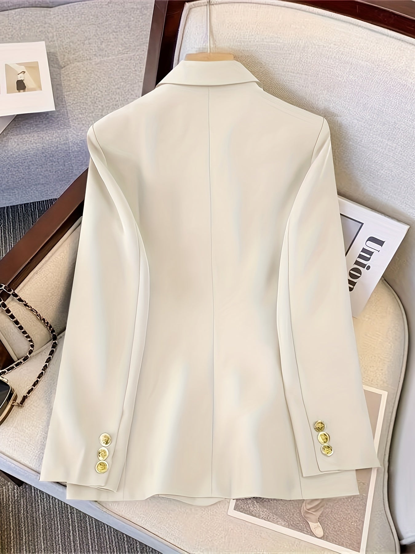 Schicke Langer Slim-Blazer Mit Goldenen Knöpfen Für Damen | Ideal für das tägliche Tragen