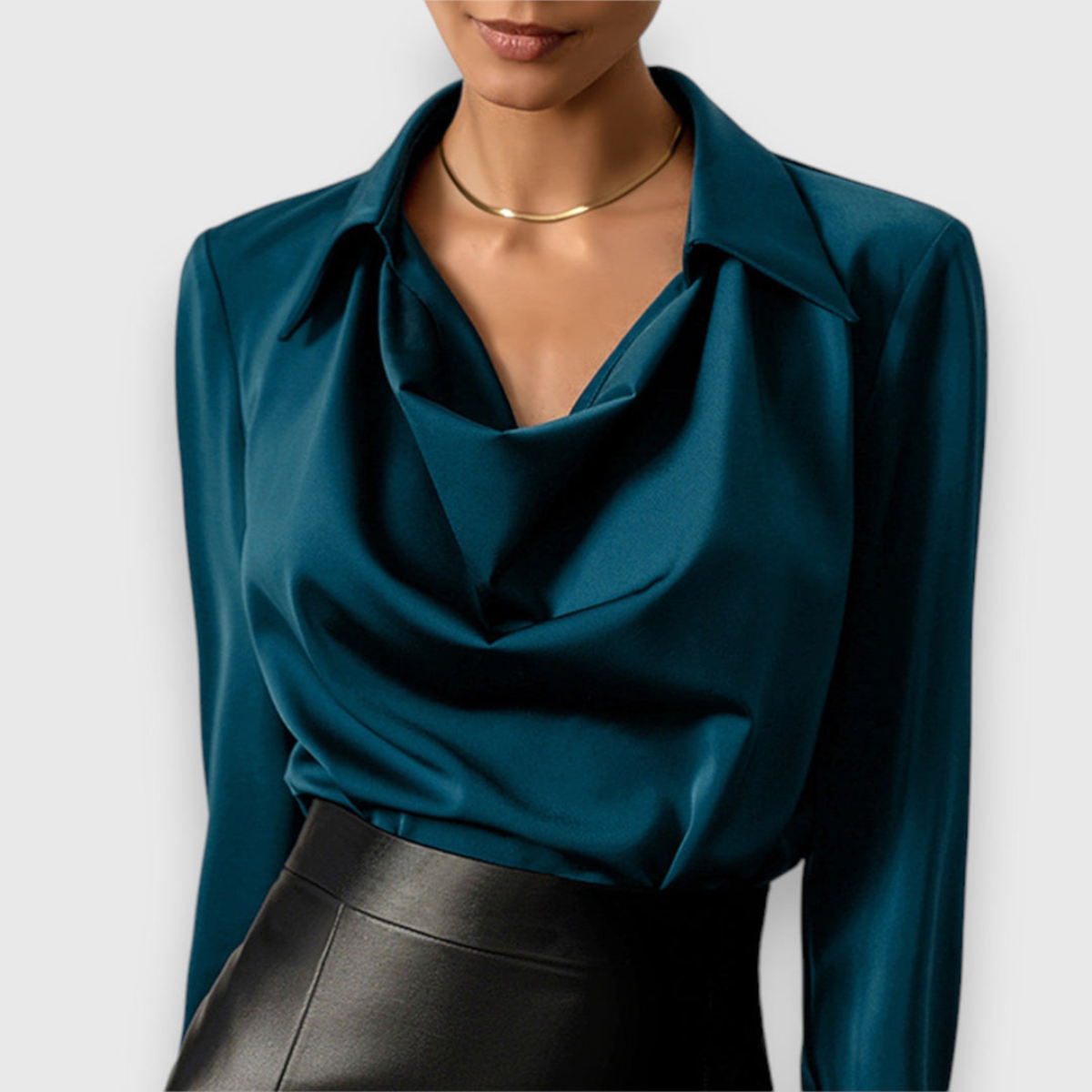 Drapierte Satinbluse für Damen