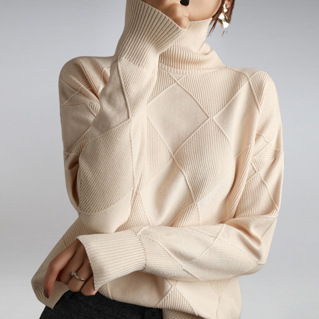 Texturierter Rollkragenpullover für Damen