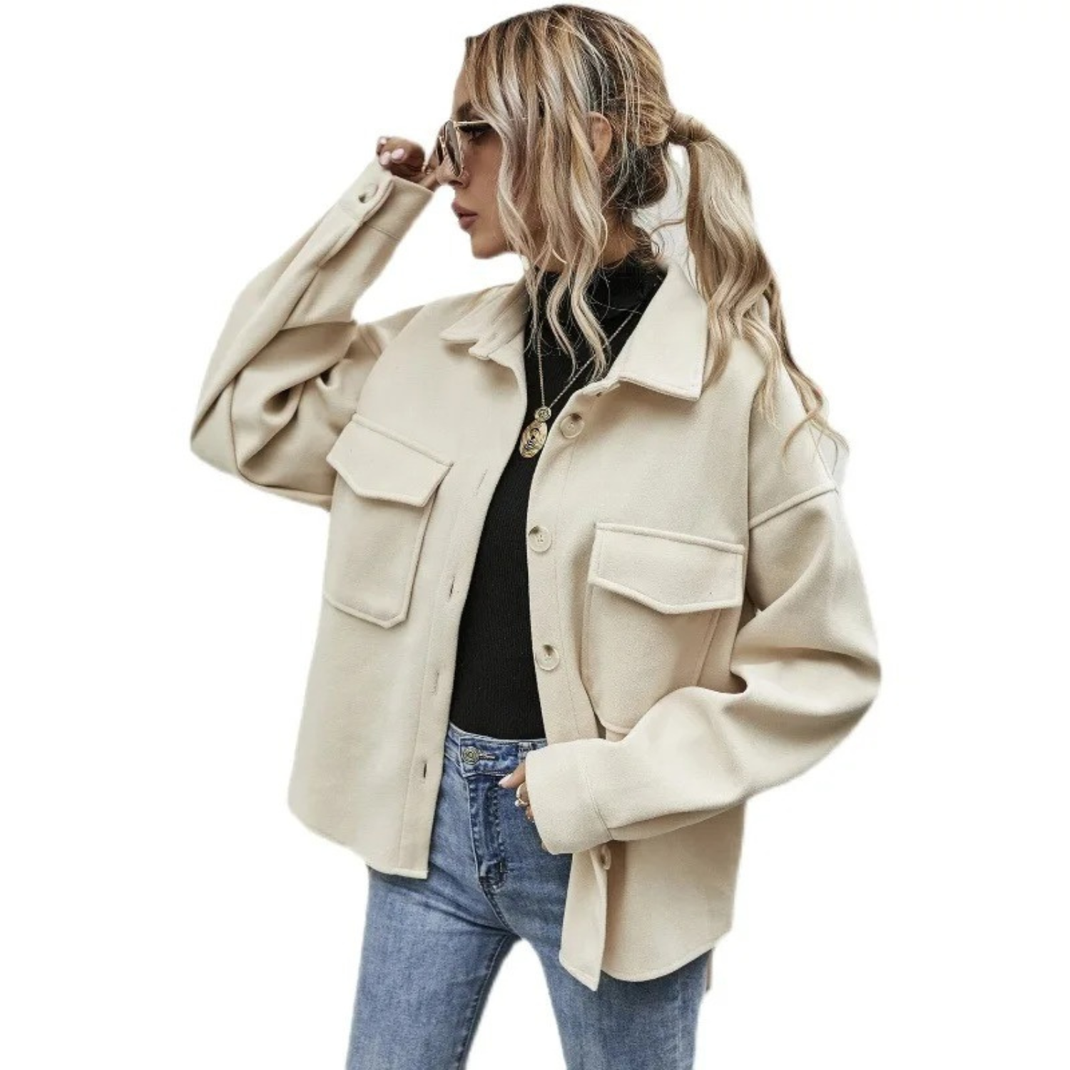 Kurzgeschnittene Hemdjacke für Frauen