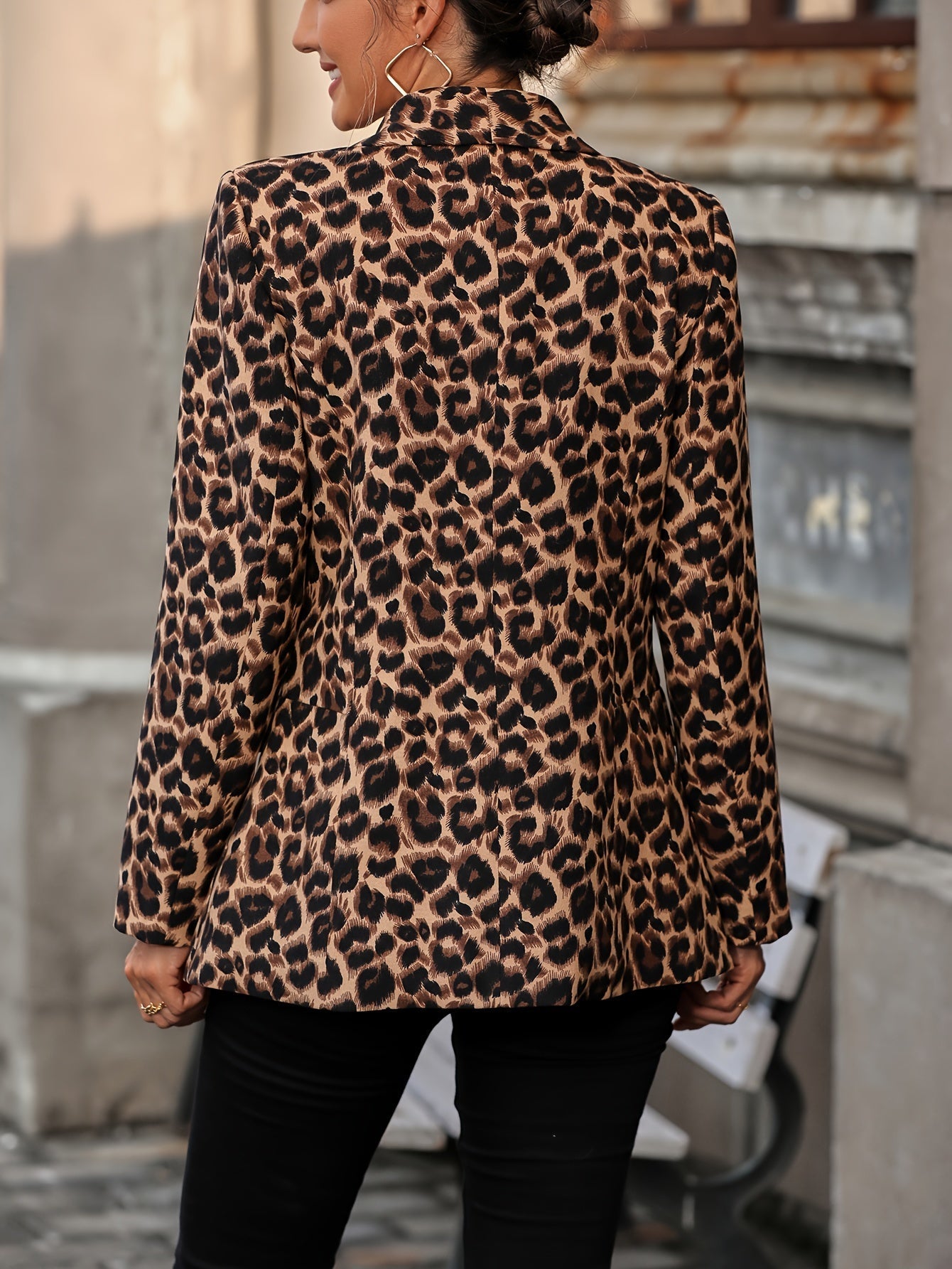 Eleganter Business Longblazer mit Leopardenmuster für Damen | Ideal für Alle Jahreszeiten