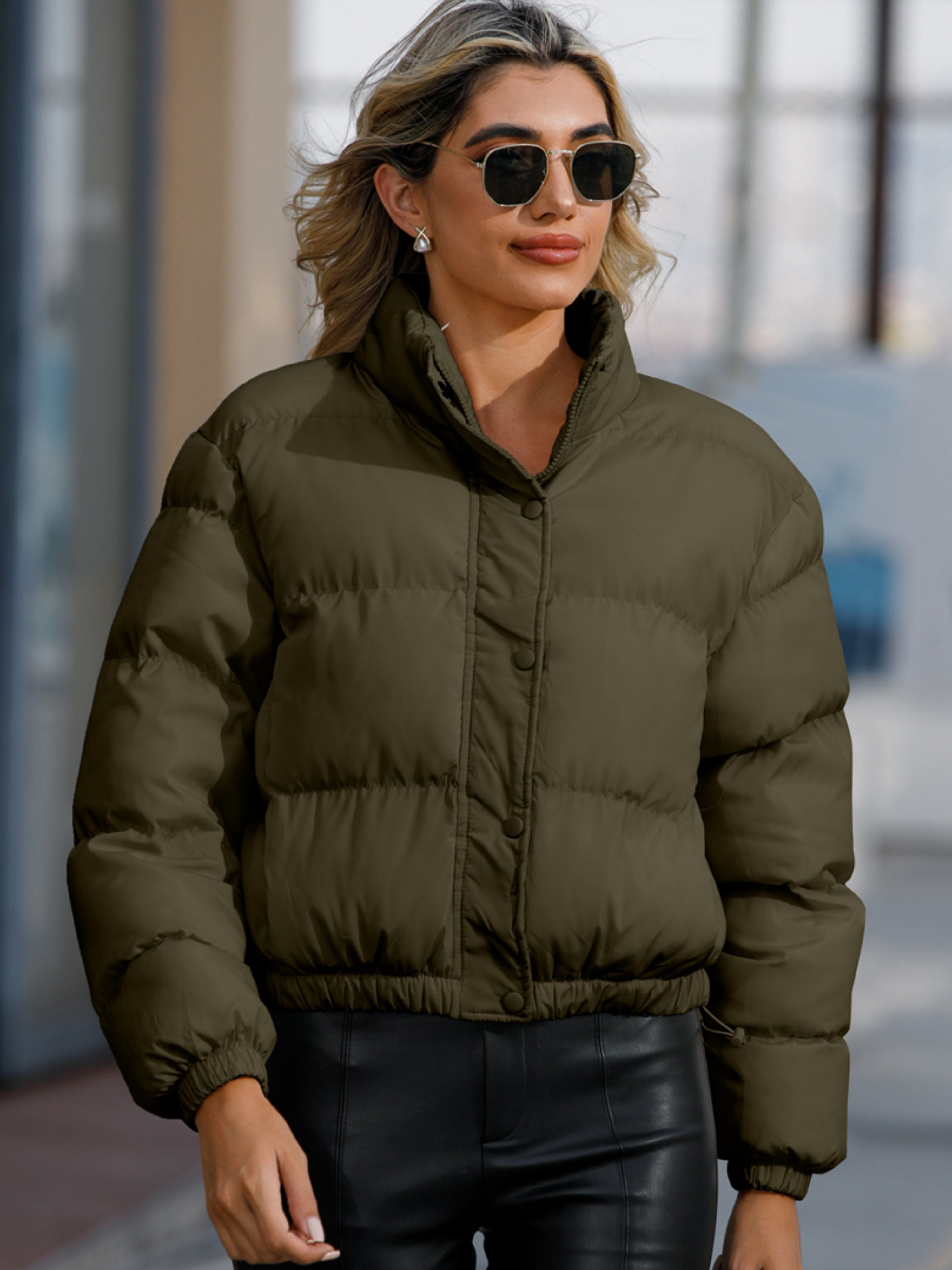Lässige lange Winterjacke mit Druckknöpfen und Polsterung für Damen | Ideal für Herbst/Winter