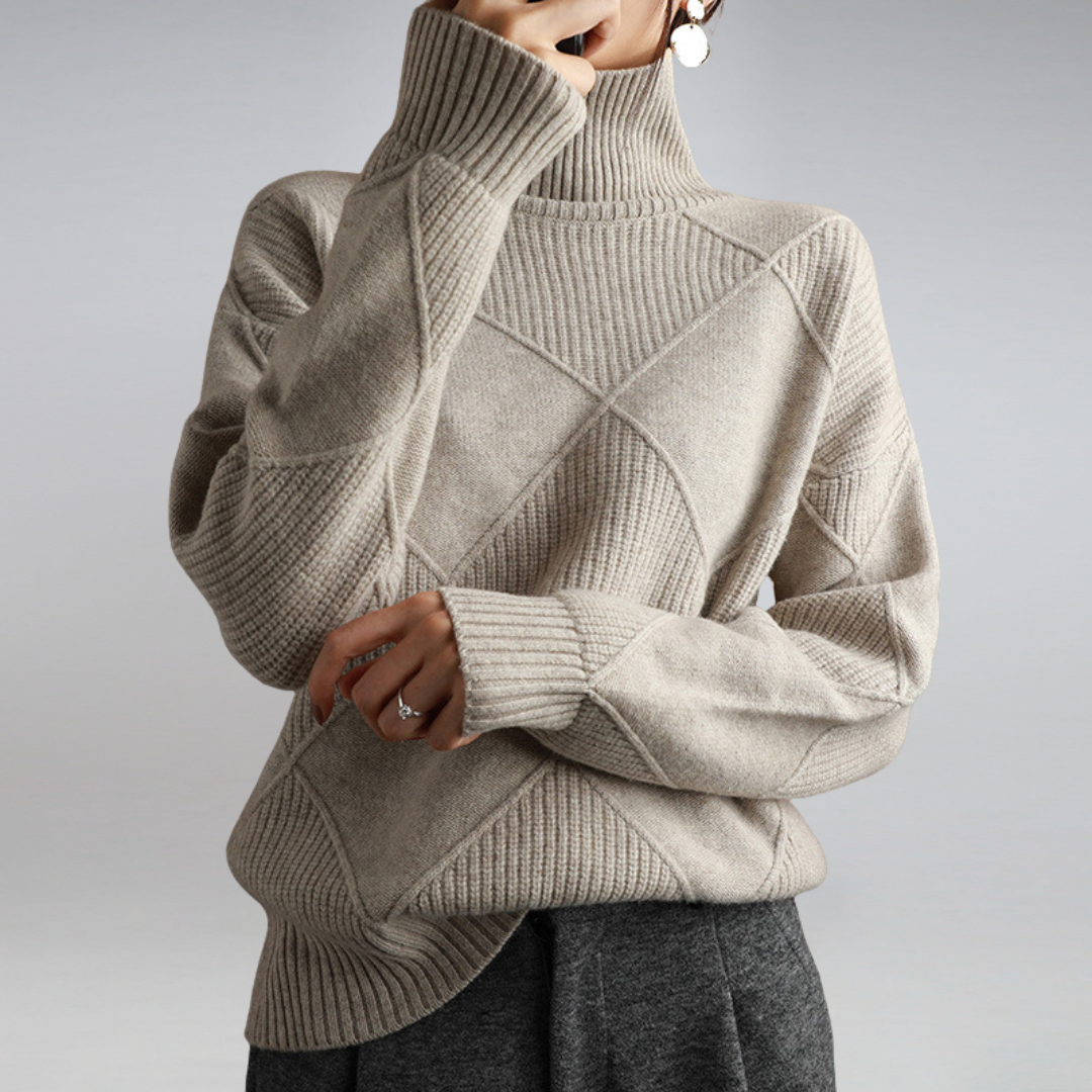 Texturierter Rollkragenpullover für Damen