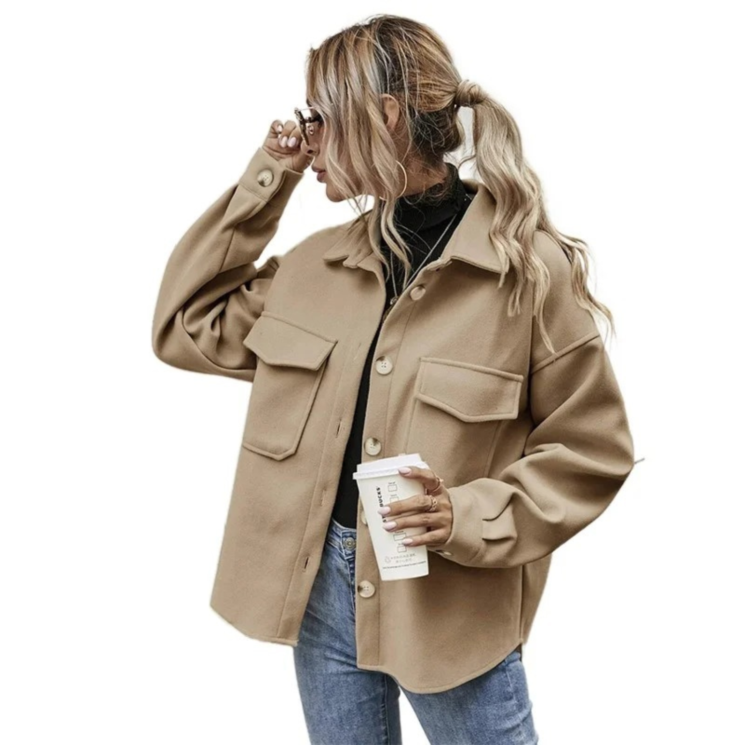 Kurzgeschnittene Hemdjacke für Frauen