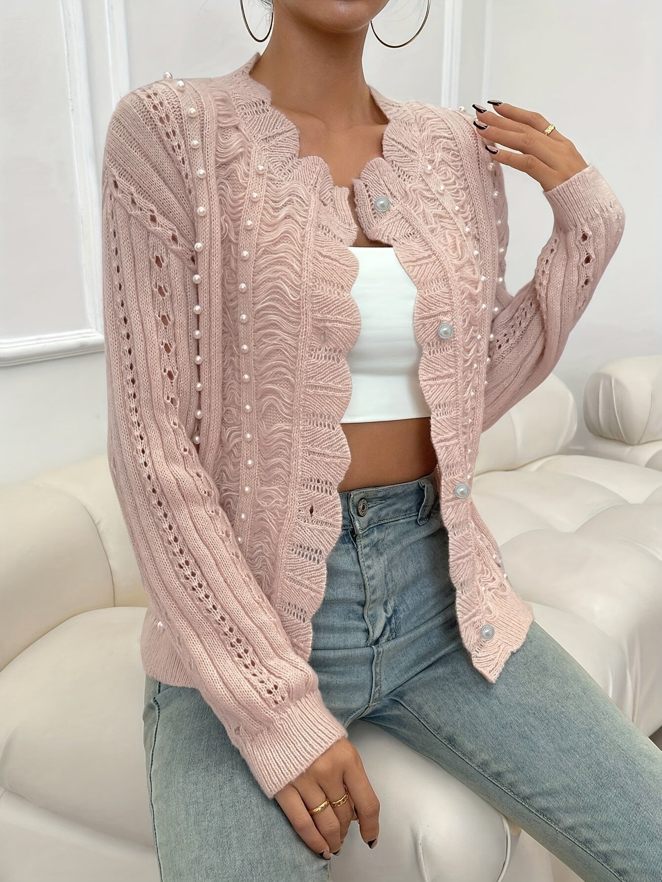Cynthia – Gemütliche und Schicke Weiche Strickjacke mit Knopfverschluss für Damen