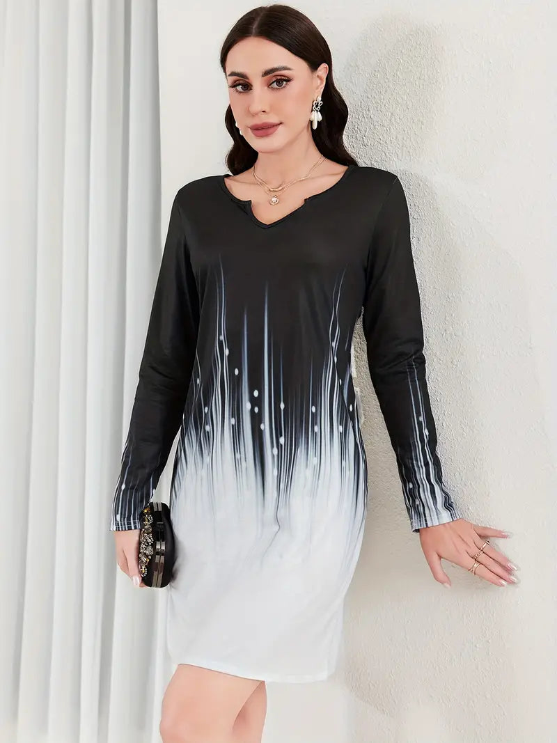 Nora – vintage-kleid mit gekerbtem ausschnitt in colour-block-optik