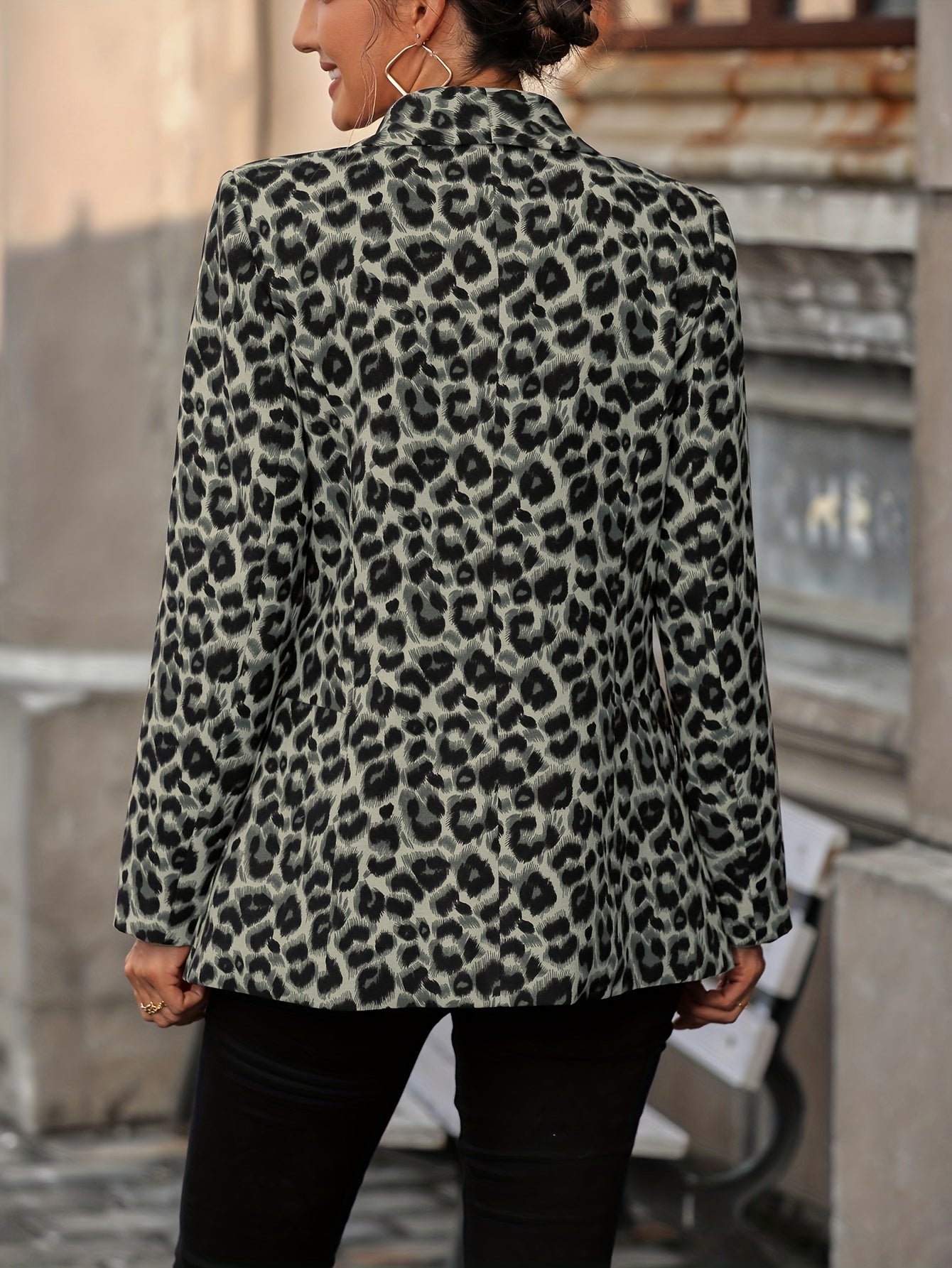 Eleganter Business Longblazer mit Leopardenmuster für Damen | Ideal für Alle Jahreszeiten