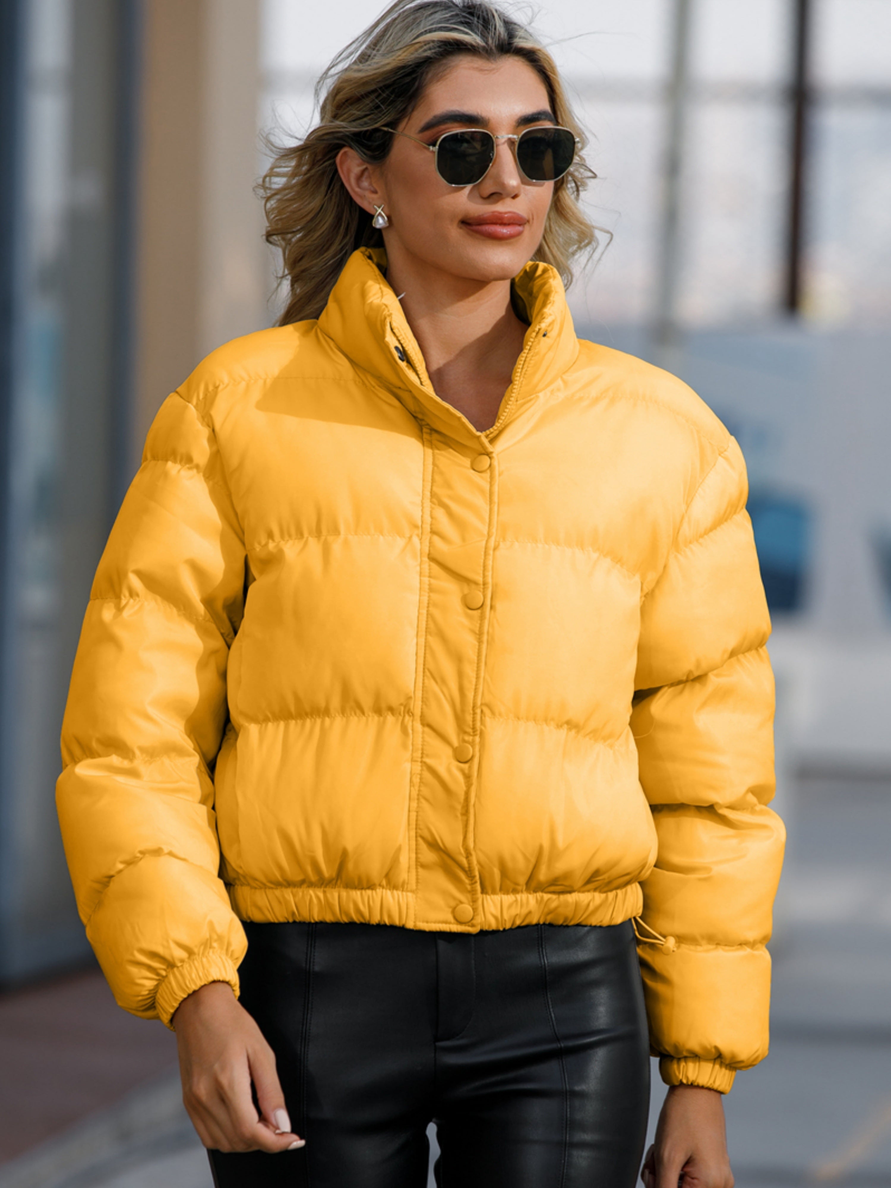 Lässige lange Winterjacke mit Druckknöpfen und Polsterung für Damen | Ideal für Herbst/Winter