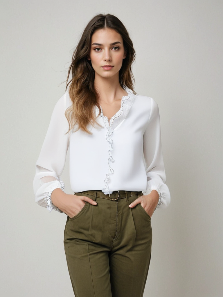 Fenella | Elegante Damenbluse mit langen Ärmeln