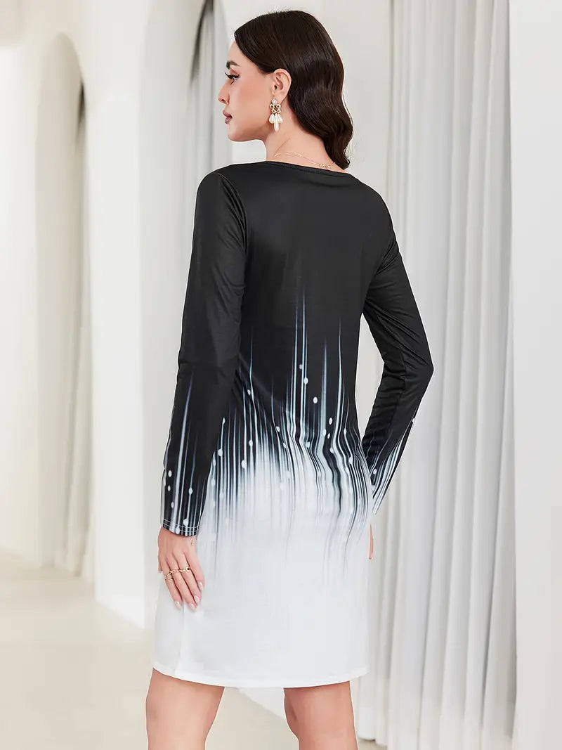 Nora – vintage-kleid mit gekerbtem ausschnitt in colour-block-optik