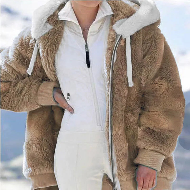 Elena - Übergroße Fleece Plüsch Winterjacke für Frauen