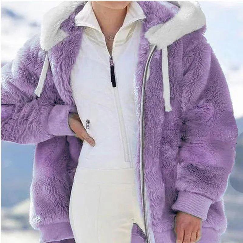 Elena - Übergroße Fleece Plüsch Winterjacke für Frauen