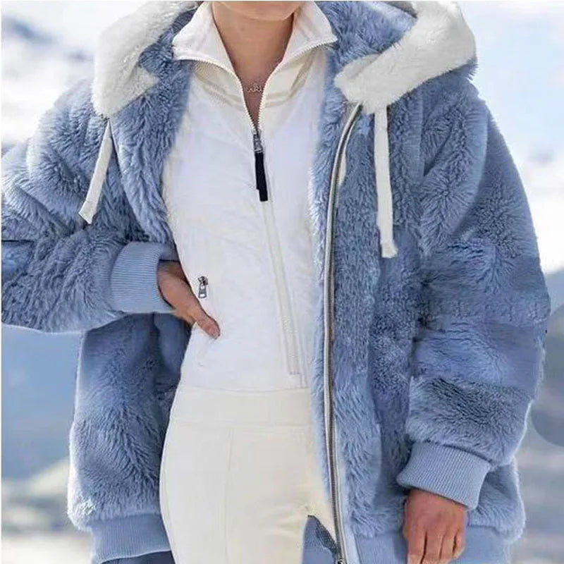 Elena - Übergroße Fleece Plüsch Winterjacke für Frauen