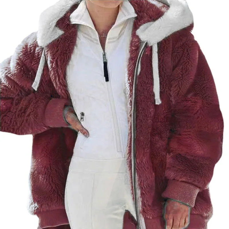 Elena - Übergroße Fleece Plüsch Winterjacke für Frauen