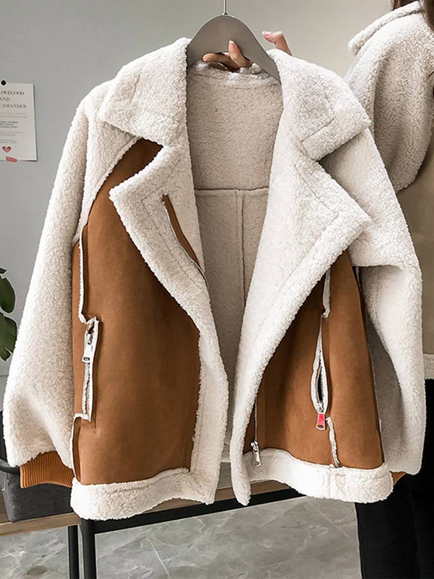 Jolanka | Damen-Teddyjacke aus Wildleder in Übergröße für den Winter