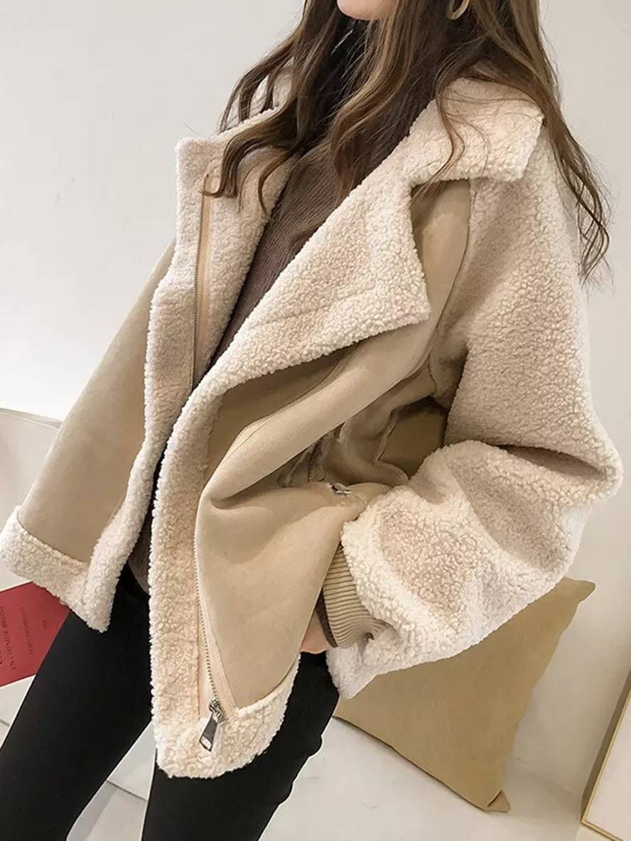 Jolanka | Damen-Teddyjacke aus Wildleder in Übergröße für den Winter