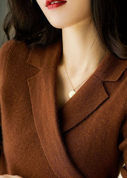 Donna – Stylischer Brauner Langarm-Herbstpullover für Damen