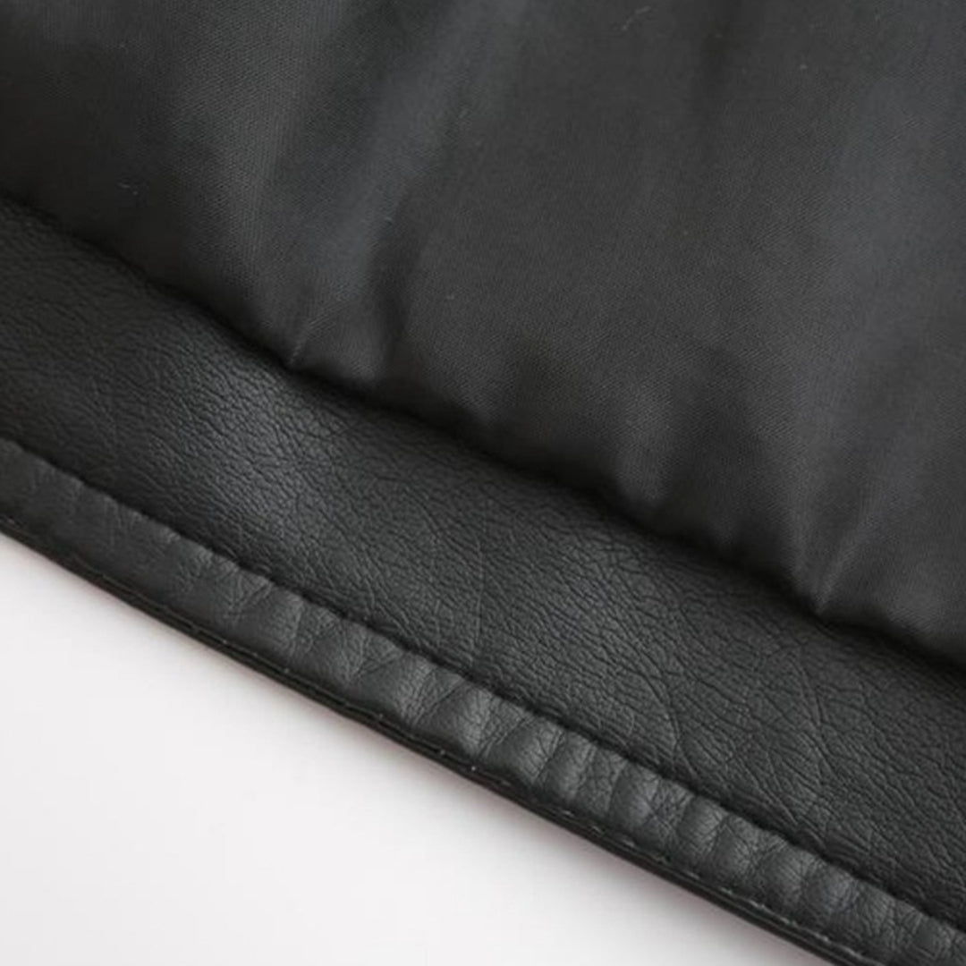 Lässige, biker-inspirierte vegane Lederjacke mit Reissverschlussdetails für Damen | Ideal für den Winter