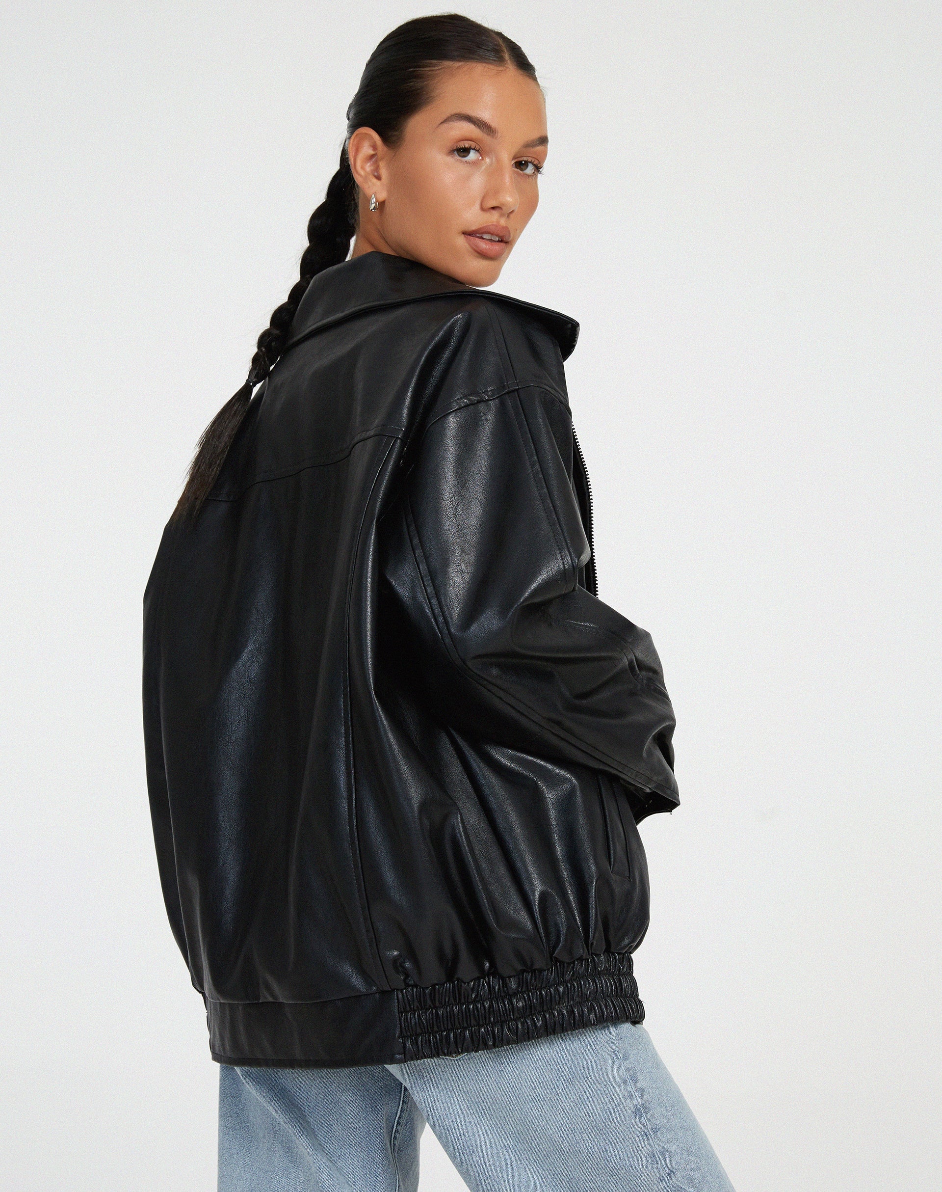 Neysha | Lose Lederjacke in Übergröße
