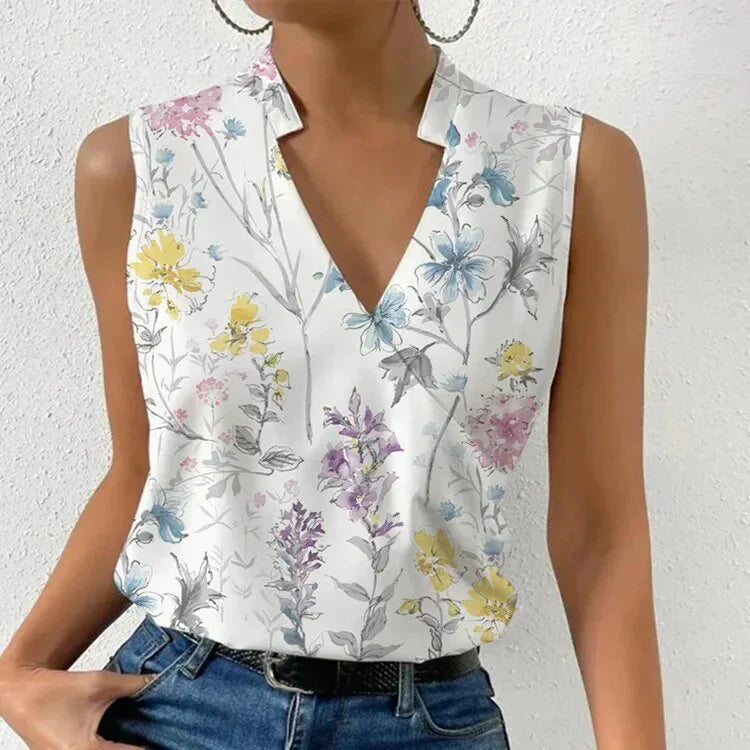 Navia - Stylisches Ärmelloses Damen V-Ausschnitt Top für den Sommer