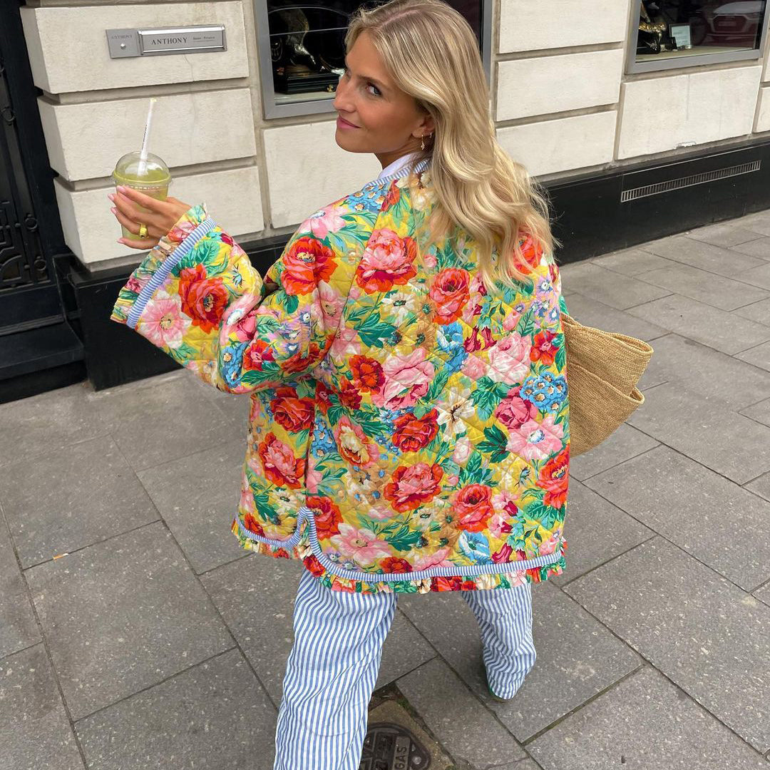 Edihe | Steppjacke mit künstlerischem Druckmuster