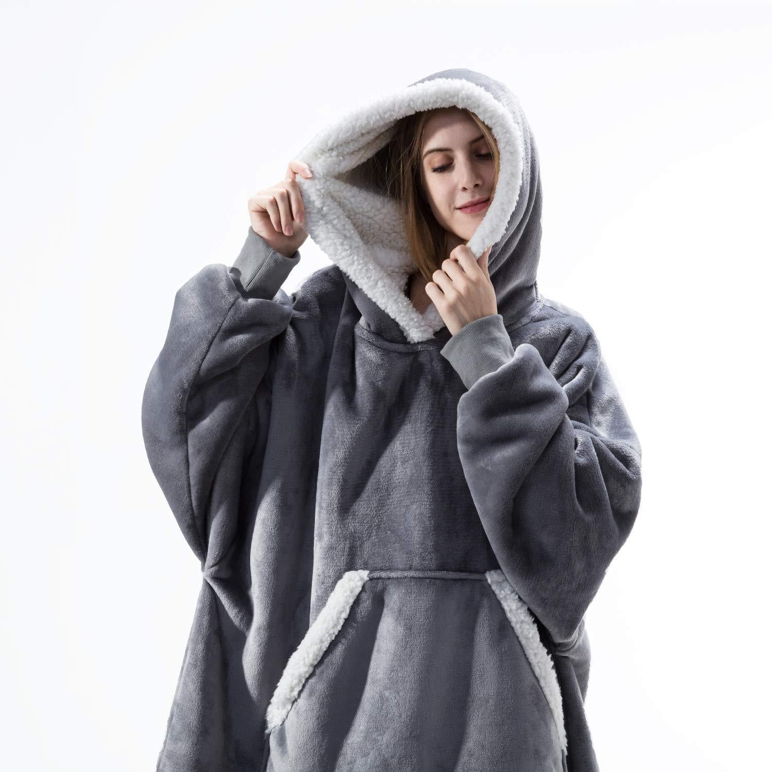 Lorilee | Warme Langärmelig Hoodie Decke Mit Taschen