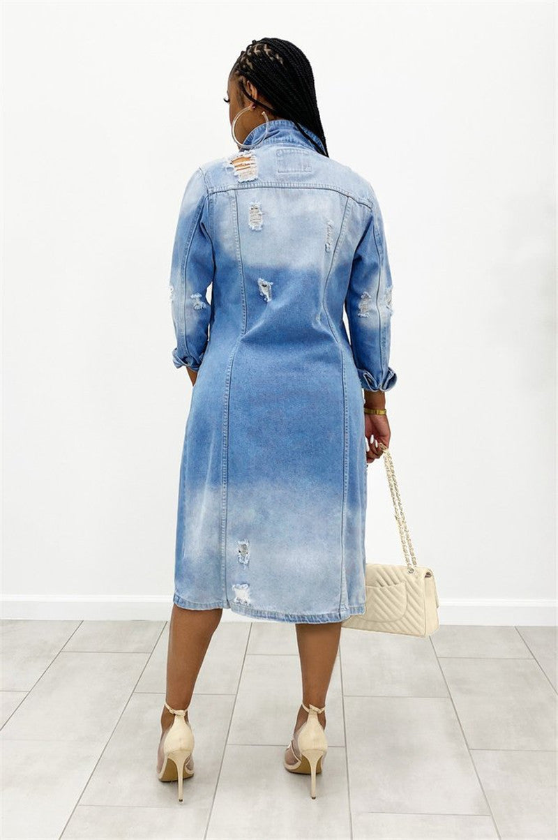 Nadine - Lange Denim-Jacke