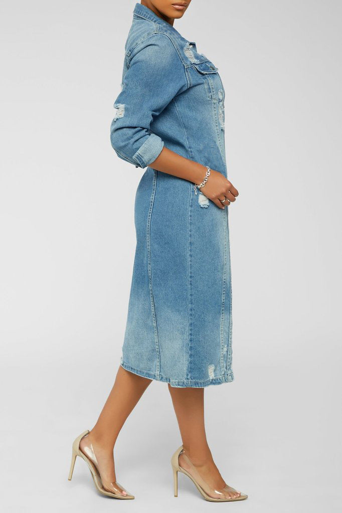 Nadine - Lange Denim-Jacke