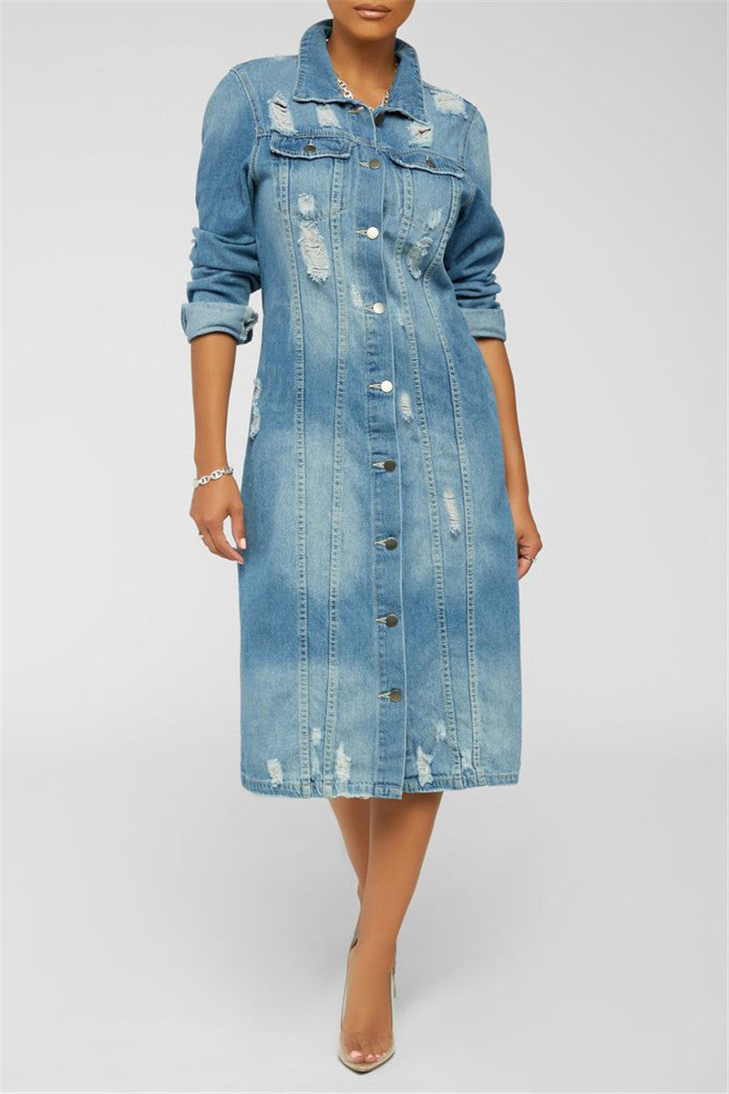 Nadine - Lange Denim-Jacke