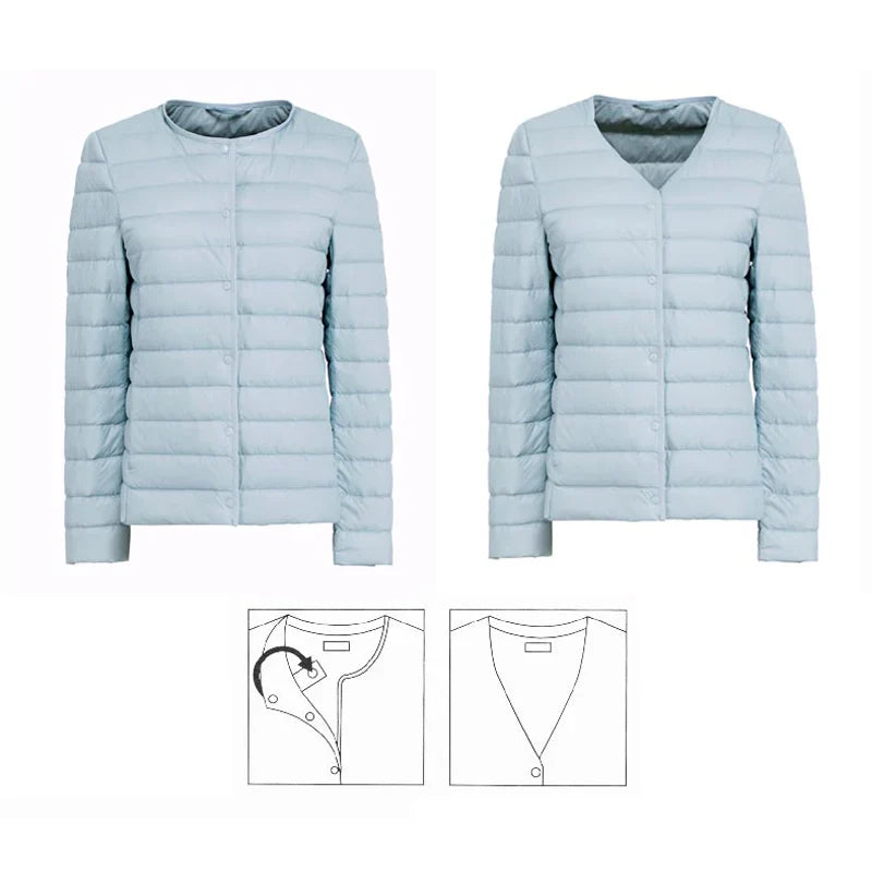 Apolline - Leichte Daunenjacke ohne Kragen Frau Herbst-Winter