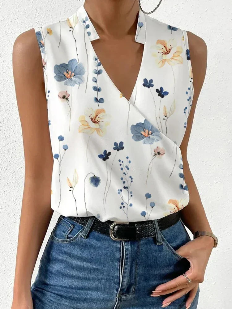 Navia - Stylisches Ärmelloses Damen V-Ausschnitt Top für den Sommer