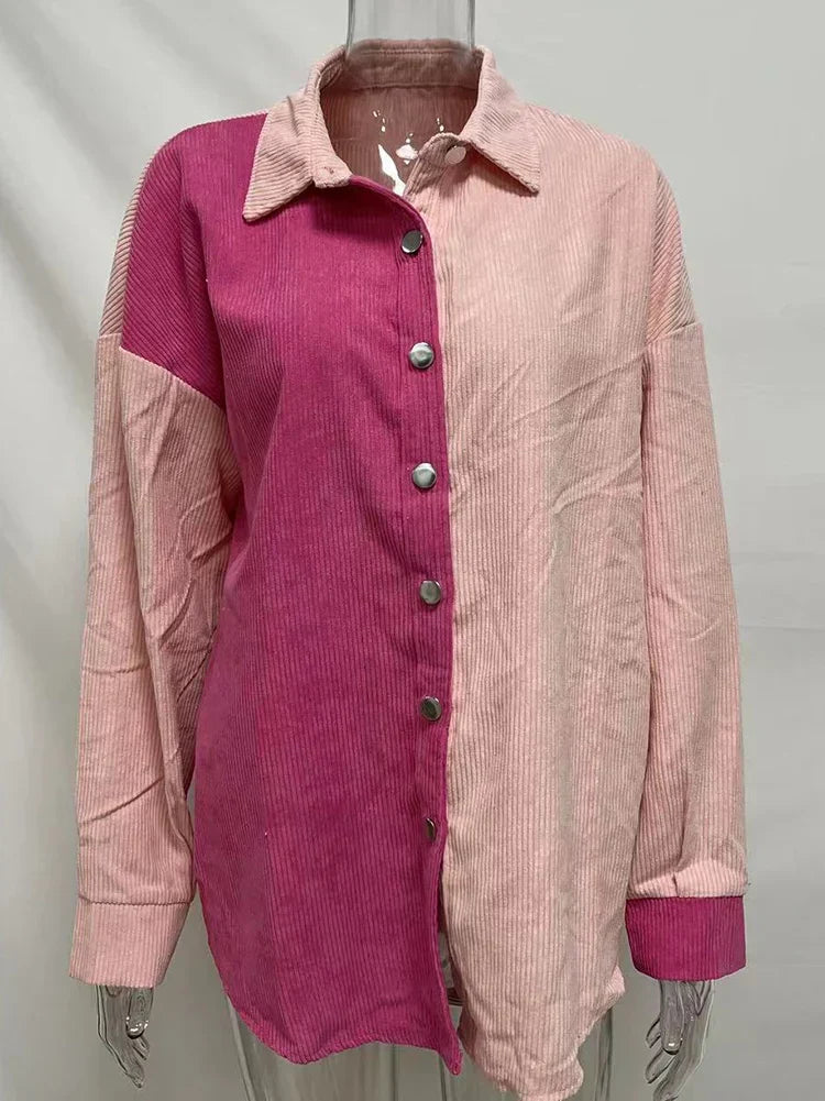 Mylene - Stylische Cordbluse mit Kontrastfarben für den Herbst für Damen