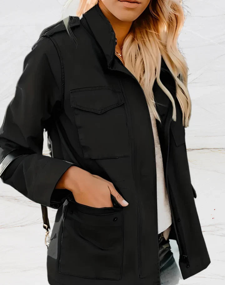 Nabia - Stilvolle Langärmelige Jacke mit Vier Taschen für Damen