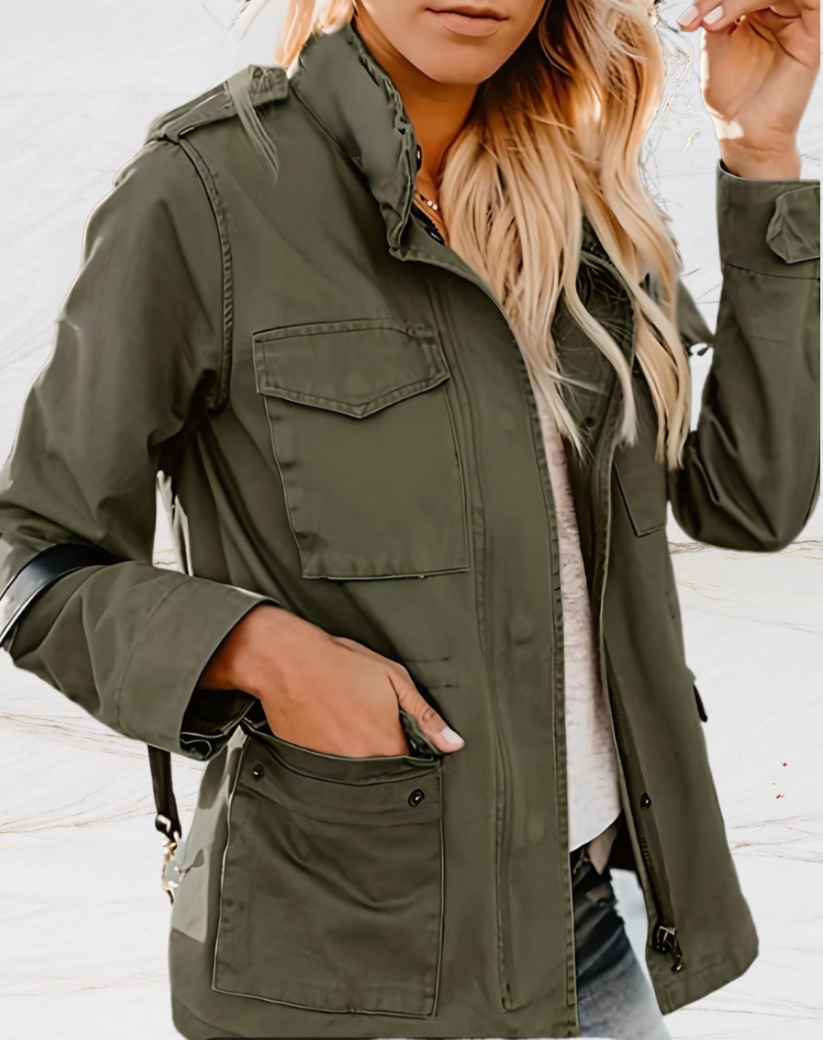 Nabia - Stilvolle Langärmelige Jacke mit Vier Taschen für Damen