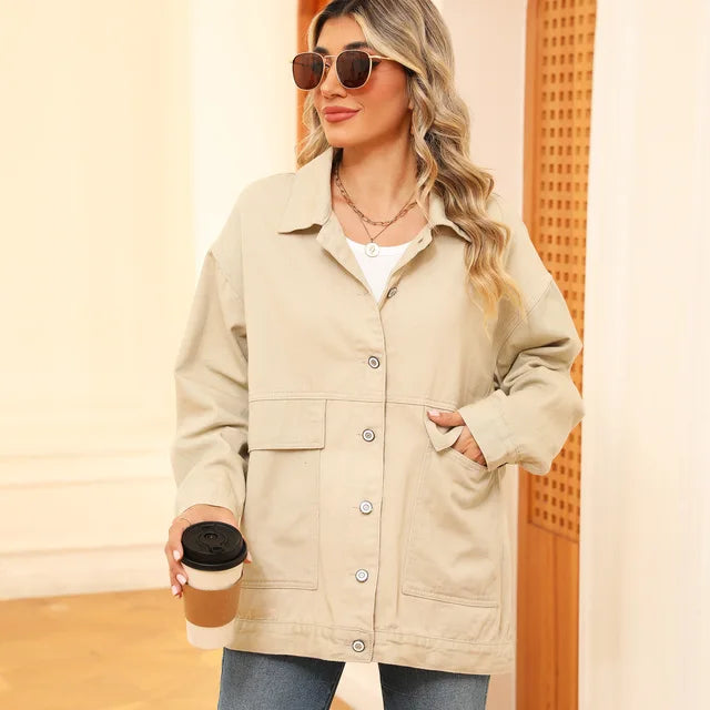 Ciara - Stilvoller Klassischer Denim Mantel im Herbst für Damen