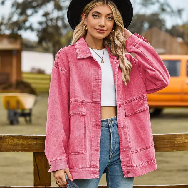 Ciara - Stilvoller Klassischer Denim Mantel im Herbst für Damen