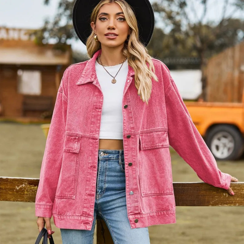 Ciara - Stilvoller Klassischer Denim Mantel im Herbst für Damen