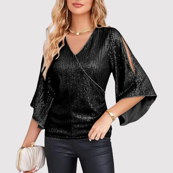 Caprice | Glitzertop mit Flatterärmeln