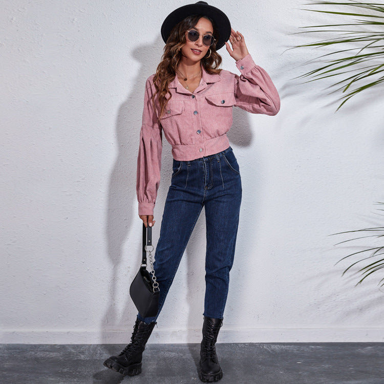 Gekürzte Cordjacke für Damen
