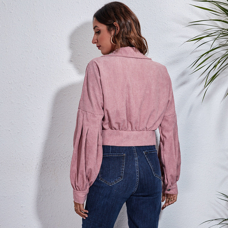 Gekürzte Cordjacke für Damen
