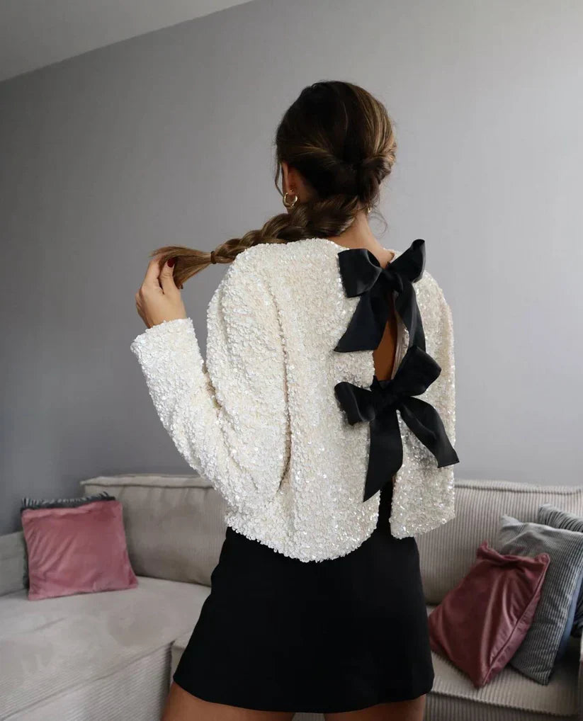 Alfonsine | Paillettenbluse mit Schleife
