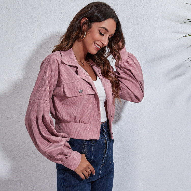 Gekürzte Cordjacke für Damen